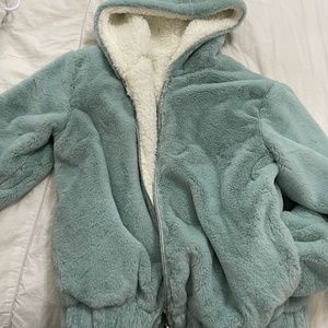 FOREVER 21 Faux Fur-Trim MINT JACKET